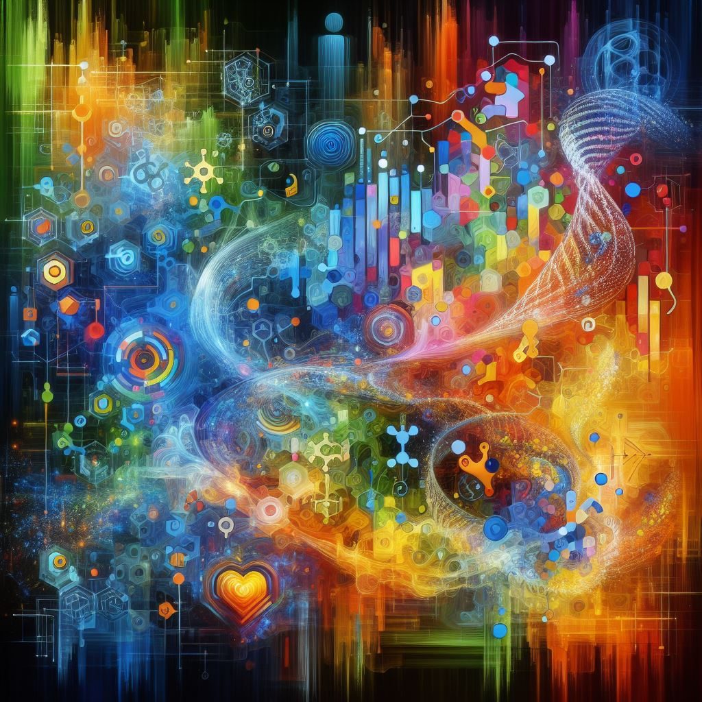Abstract visualisation of causal generative AI synthesising medical imaging data