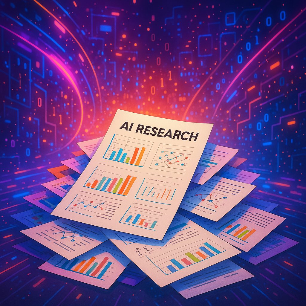 Illustration representing AI research papers and publications